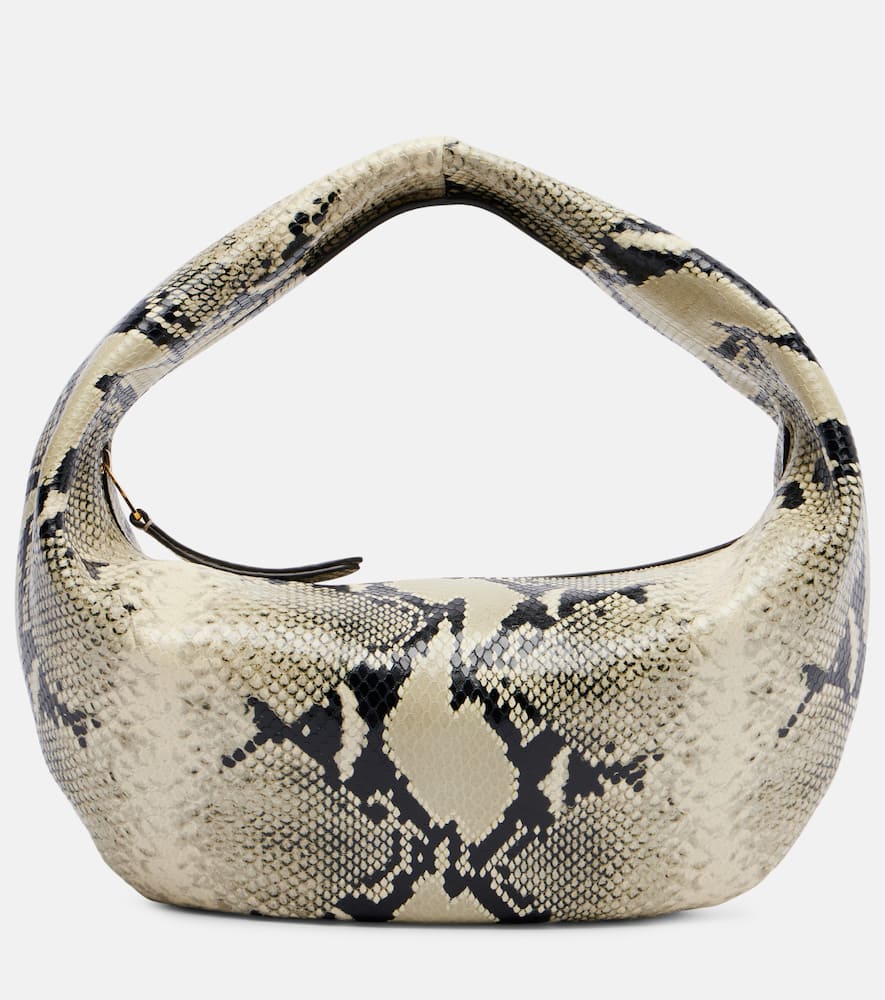 Khaite Olivia Medium Snake-effect Leather Tote Bag In Sand