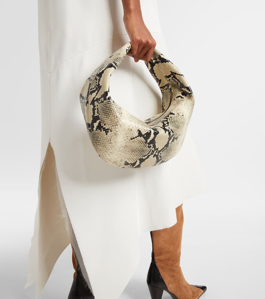 Khaite Olivia Medium Snake-effect Leather Tote In Sand