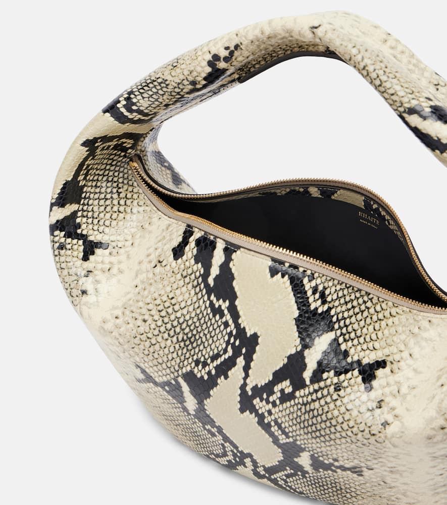 Khaite Olivia Medium Snake-effect Leather Tote In Sand