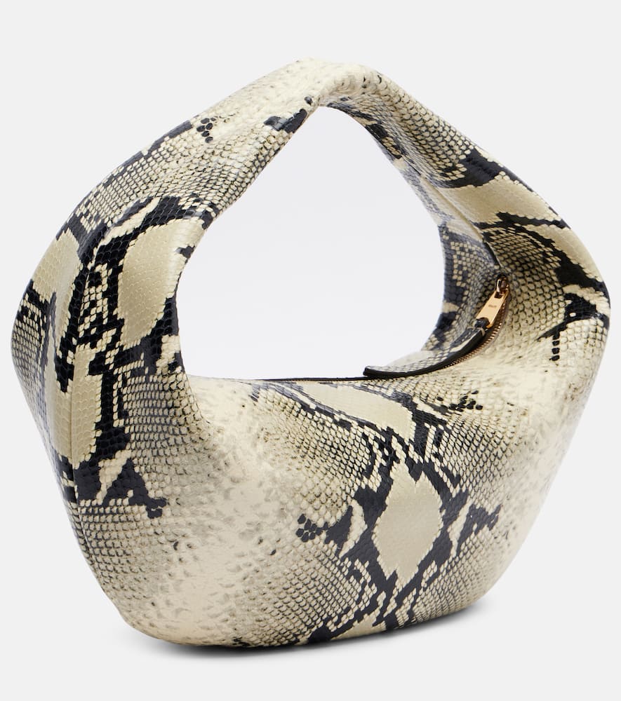 Khaite Olivia Medium Snake-effect Leather Tote In Sand