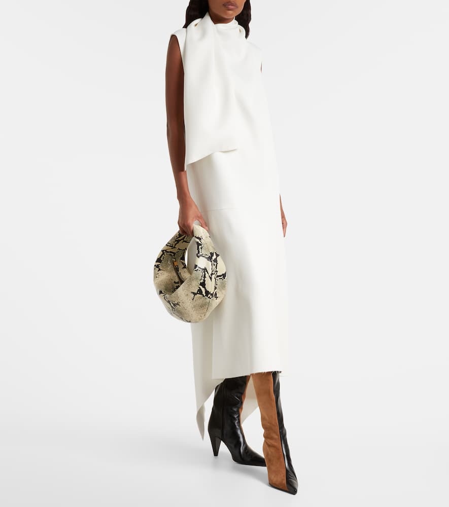 Khaite Olivia Medium Snake-effect Leather Tote In Sand