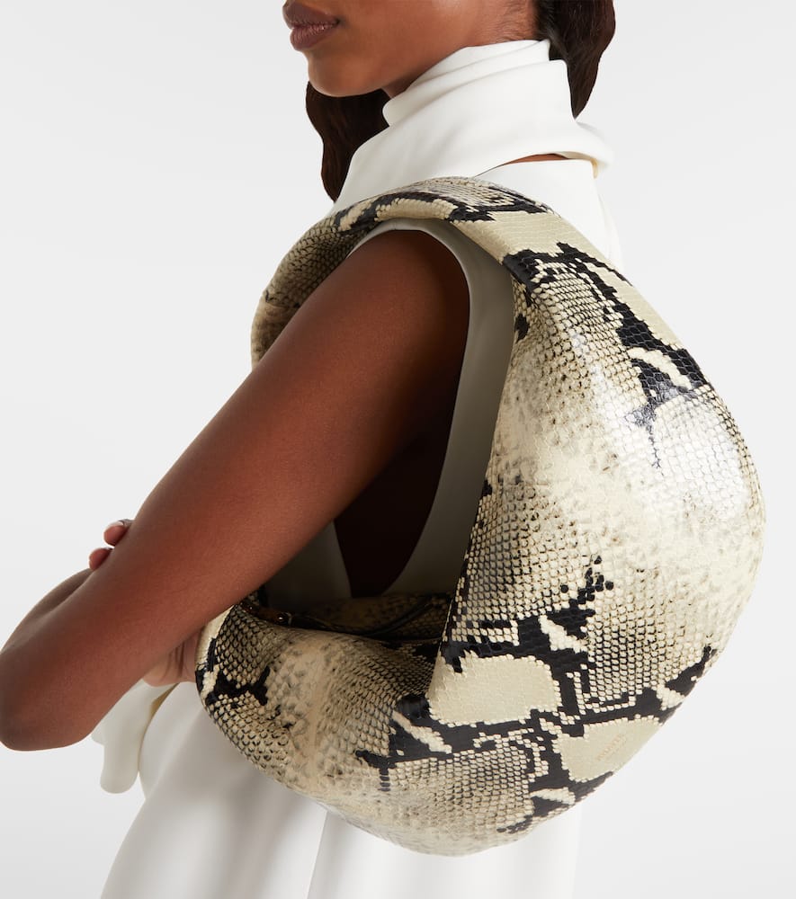 Khaite Olivia Medium Snake-effect Leather Tote In Sand