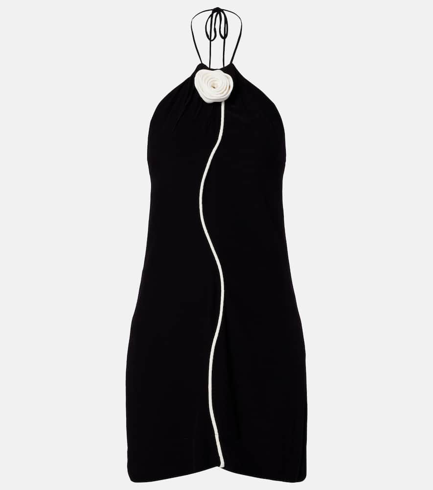 Farm Rio Black And White Flower Sleeveless Mini Dress In Black