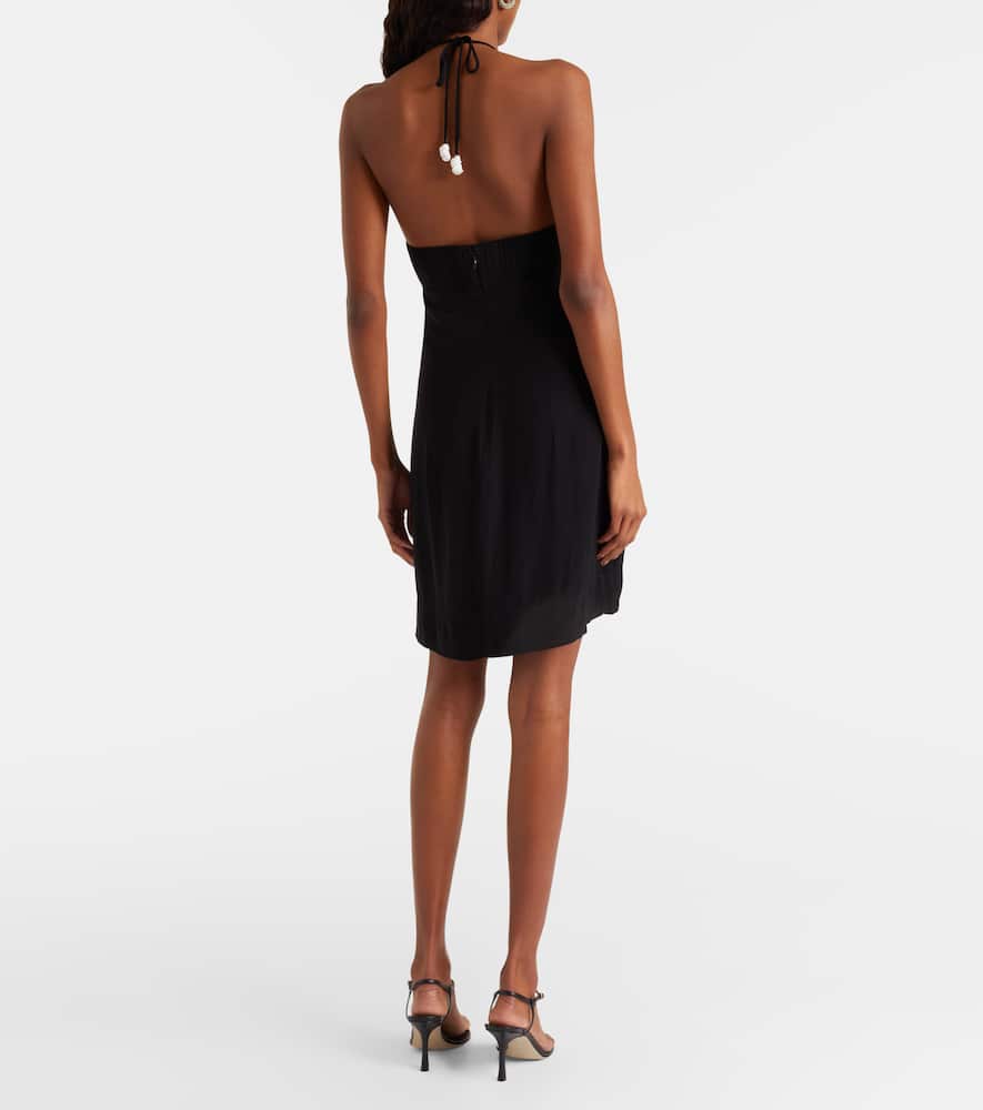 Farm Rio Black And White Flower Sleeveless Mini Dress In Black