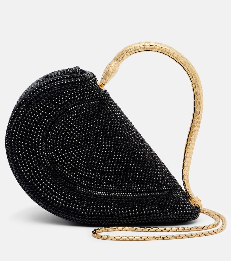 Bvlgari Serpenti Cuore 1968 Small Suede Tote Bag In Black