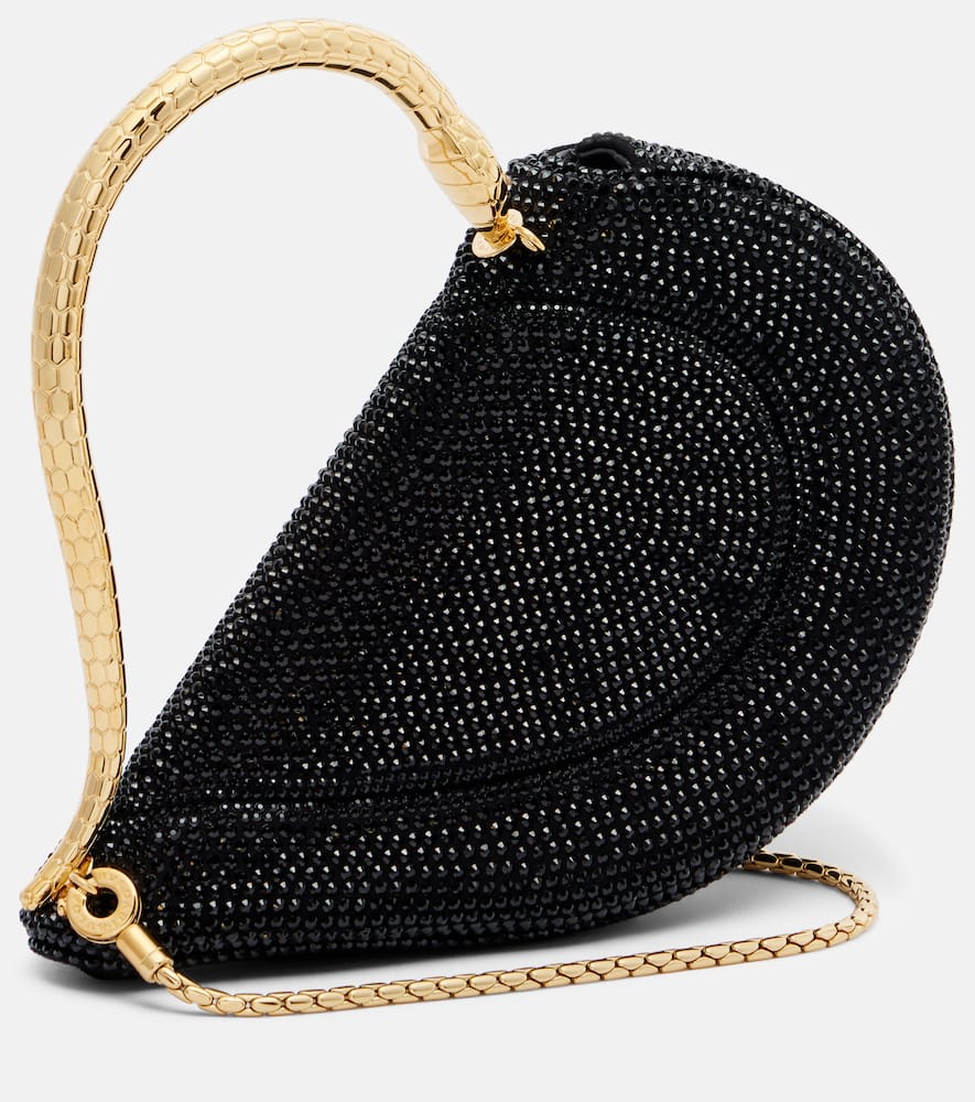 Bvlgari Serpenti Cuore 1968 Small Suede Tote Bag In Black