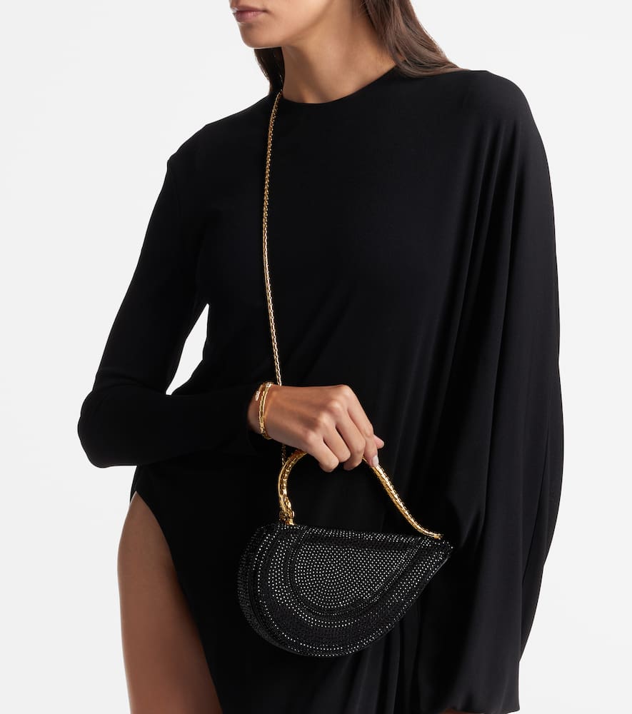 Bvlgari Serpenti Cuore 1968 Small Suede Tote Bag In Black
