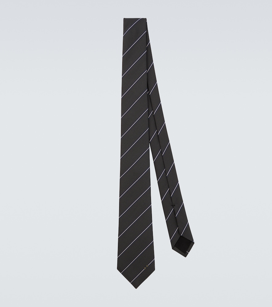 Gucci Horsebit striped silk jacquard tie