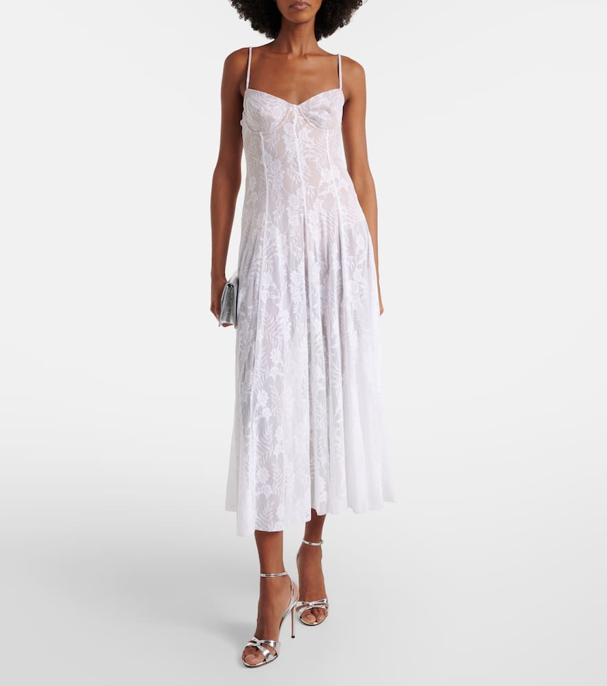 Norma Kamali Semi-sheer Lace Slip Dress In White
