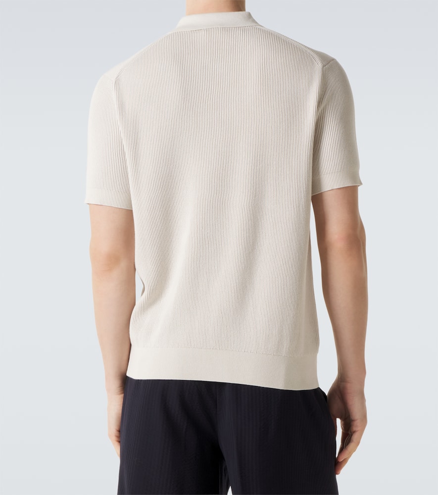 Ribbed-Knit Cotton Polo Shirt