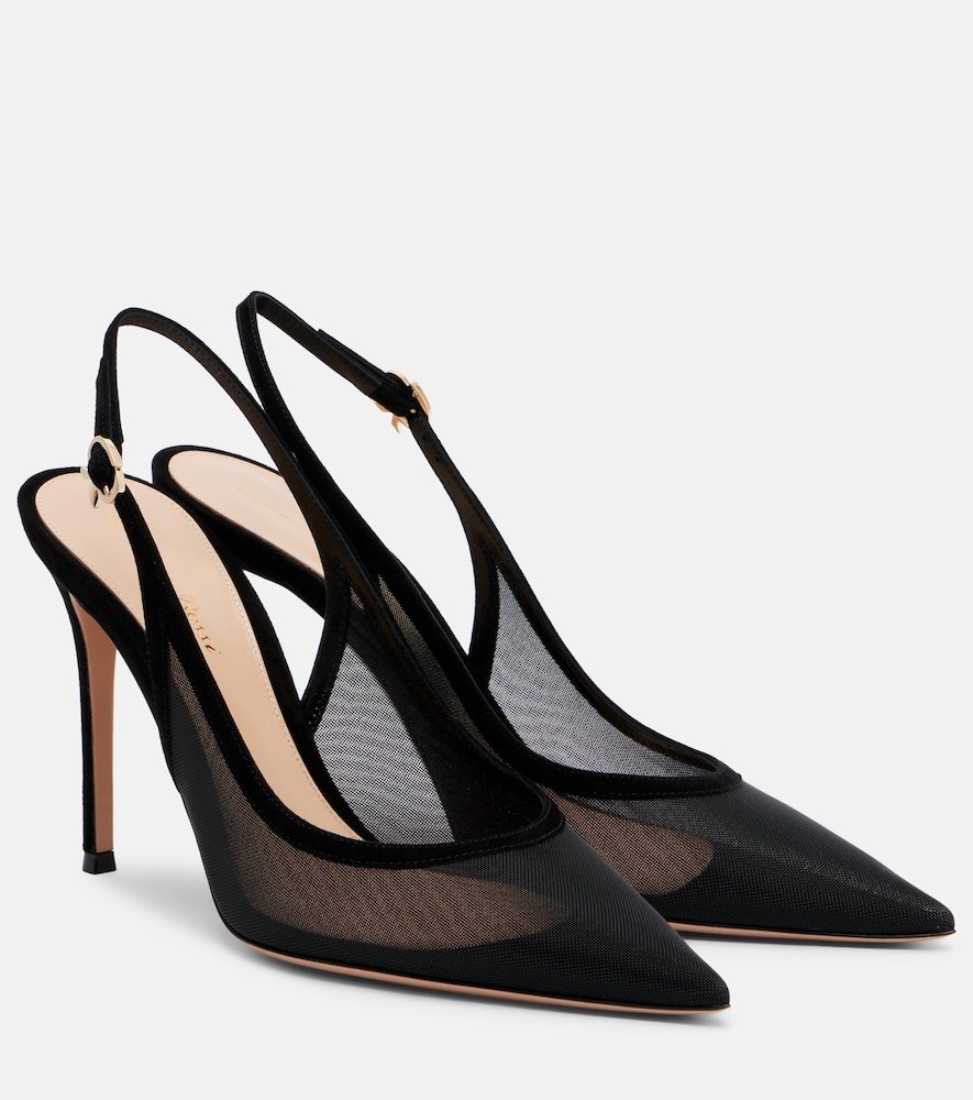 Slingback-Pumps mit Veloursleder