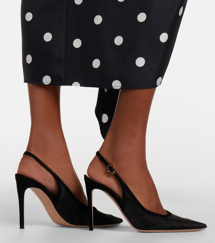 Gianvito Rossi Suede-trimmed slingback pumps