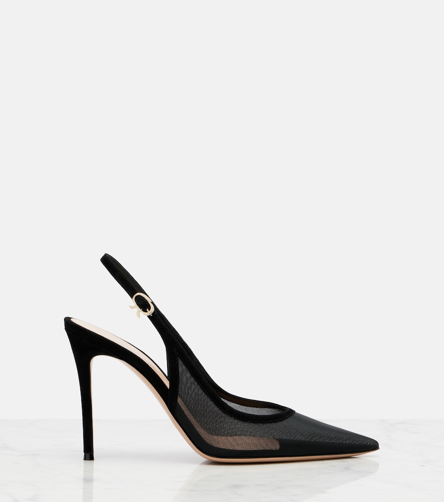 Suede-Trimmed Slingback