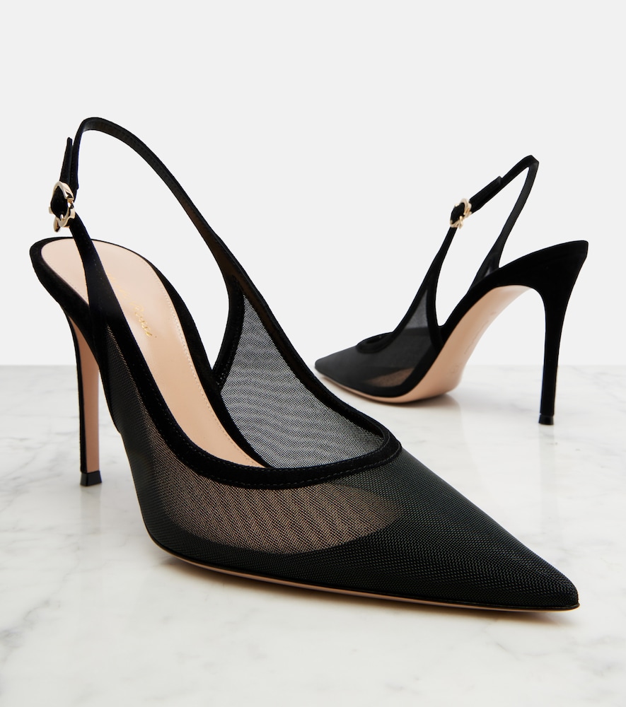 Suede-Trimmed Slingback