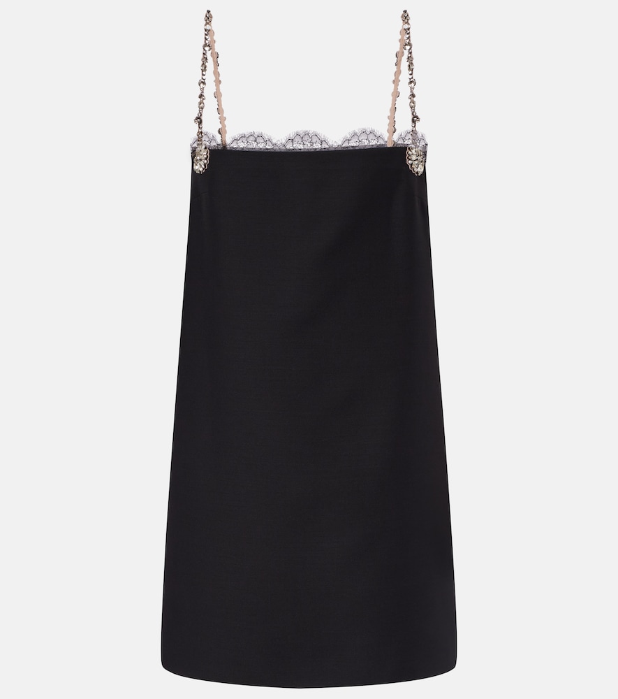 Valentino Crepe Couture embellished lace-trimmed minidress