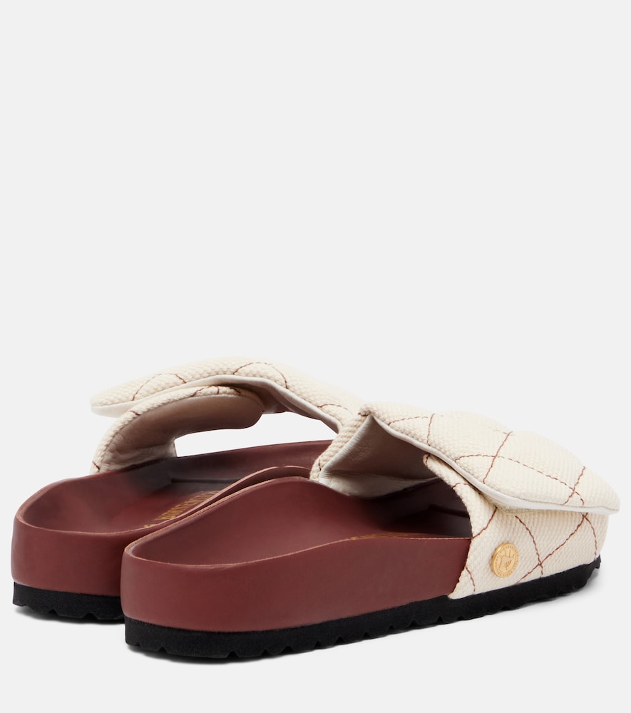 1774 Sylt Leather-Trimmed Quilted Canvas Slides
