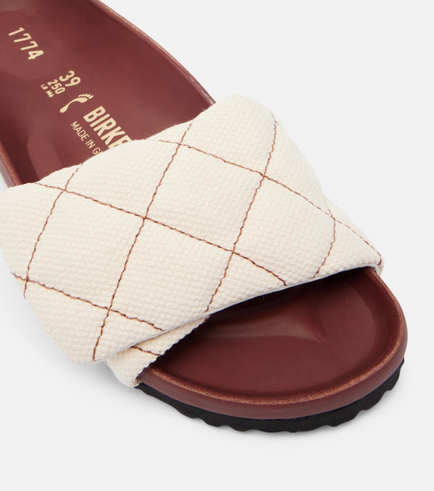 1774 Sylt Leather-Trimmed Quilted Canvas Slides