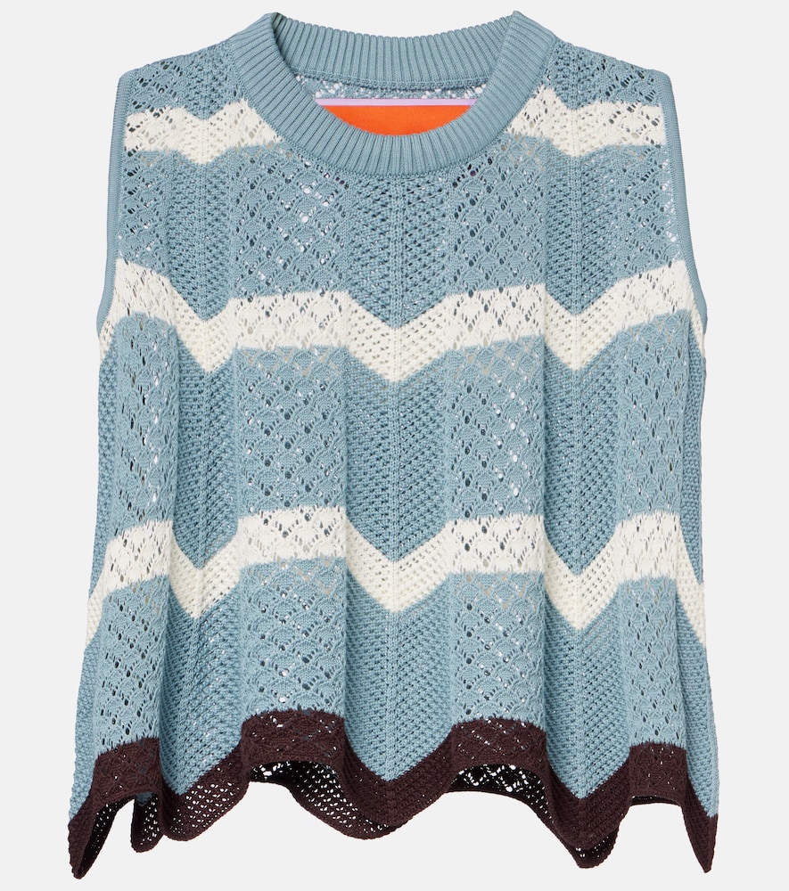 Top cropped in cotone crochet chevron