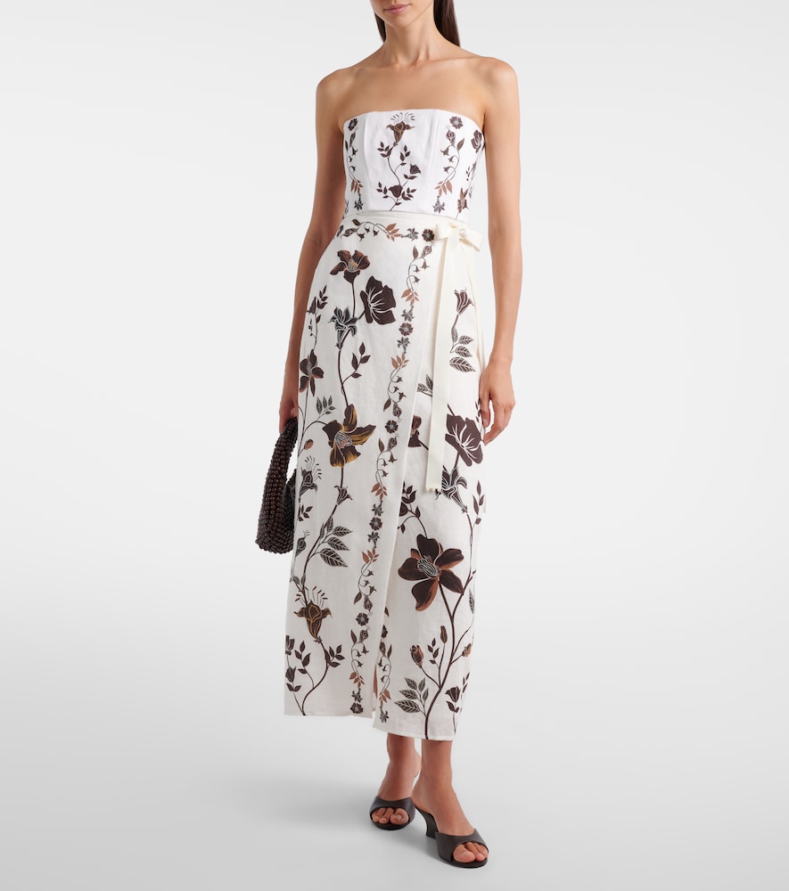Agua by Agua Bendita Cinefila floral linen bustier dress