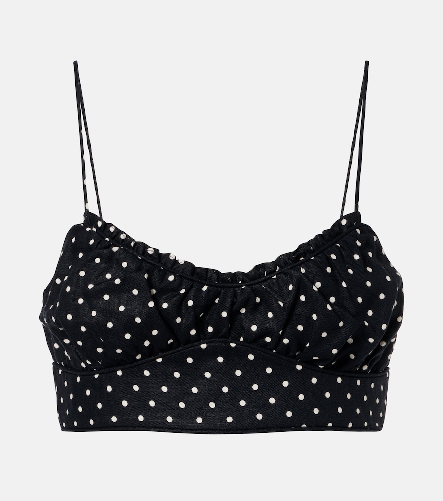 Lucia Polka-Dot Linen Crop Top