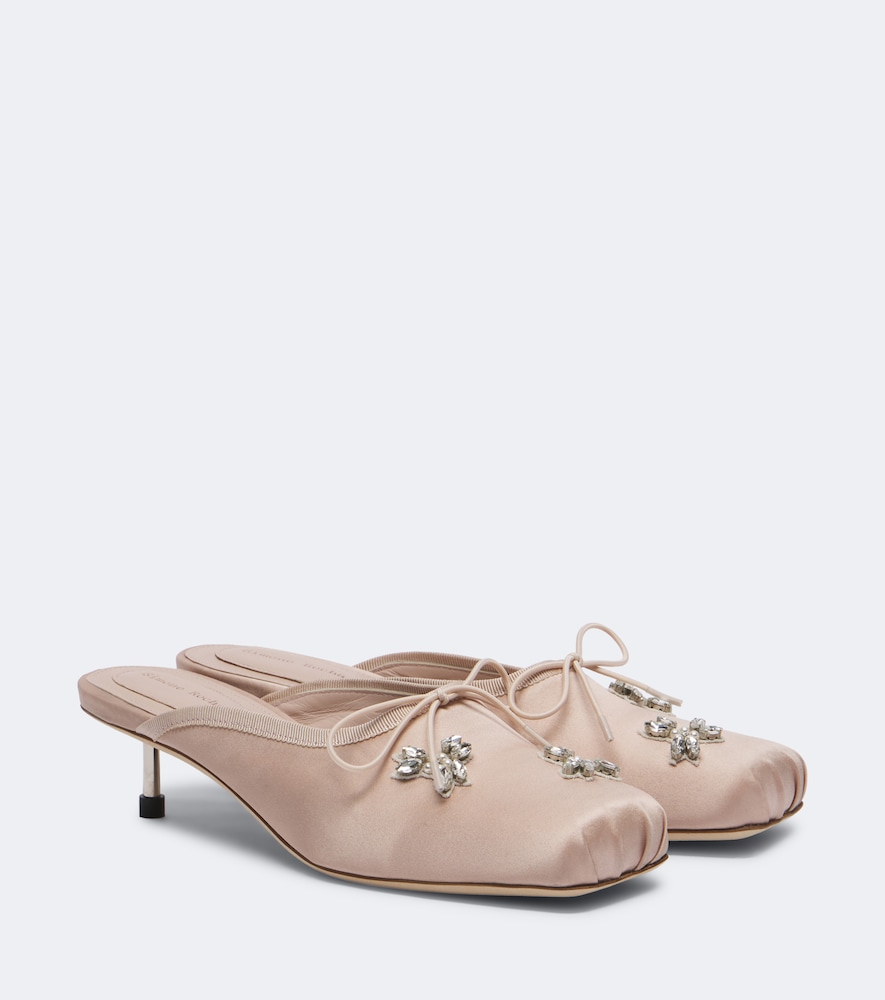 Embellished Satin Mules