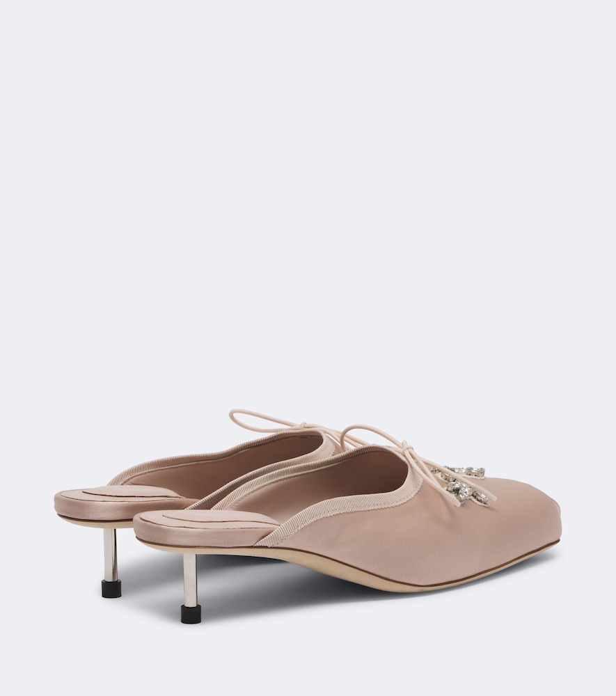 Embellished Satin Mules