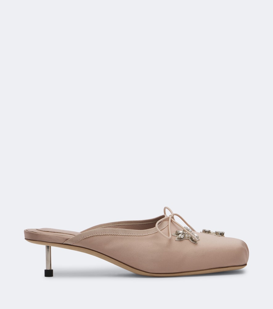Embellished Satin Mules