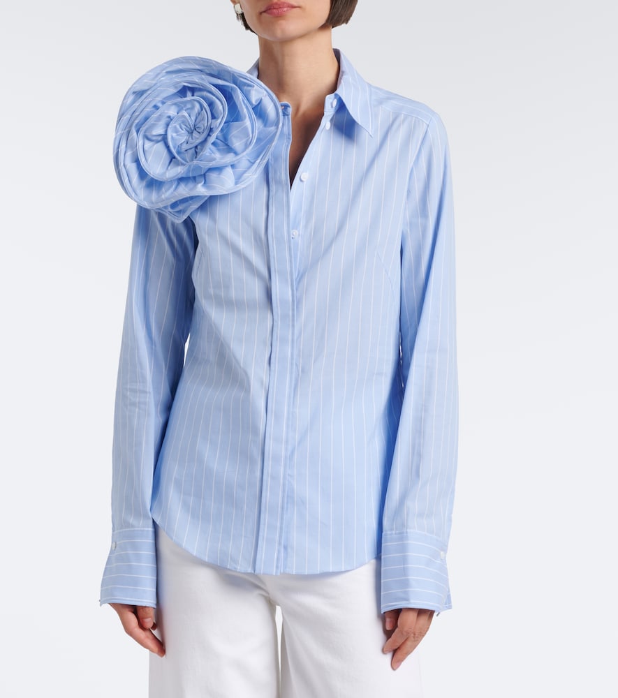 Striped Power Floral-Appliqué Cotton-Blend Shirt