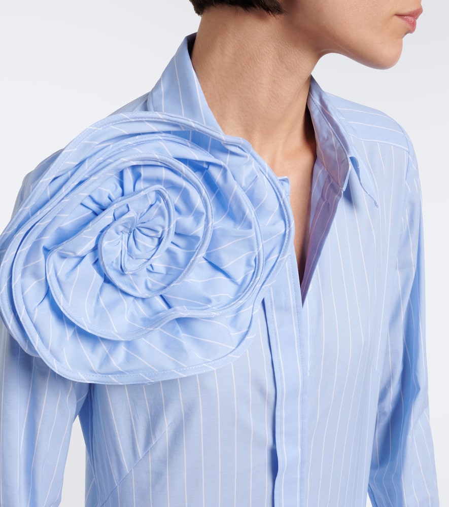 Striped Power Floral-Appliqué Cotton-Blend Shirt