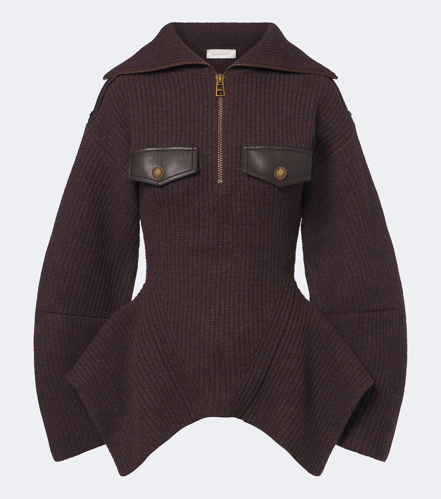 Zimmermann Valiant Wool-blend Half-zip Sweater In Brown