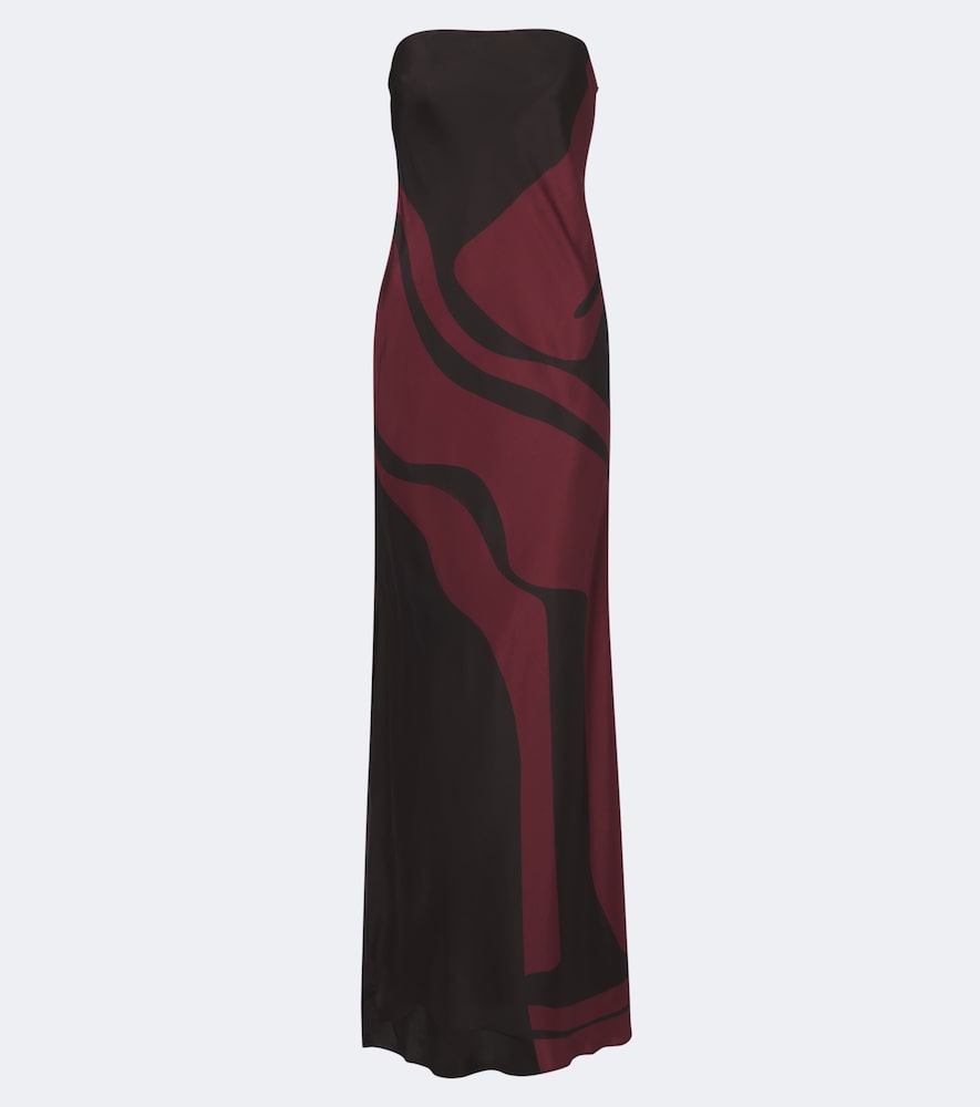 Bedrucktes Maxikleid aus Seidensatin