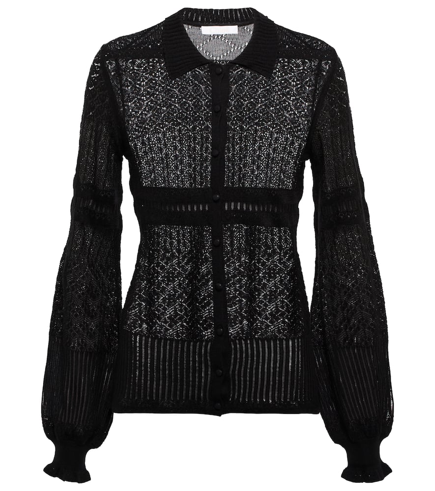 Chloé Open-knit wool, cashmere and silk shirt