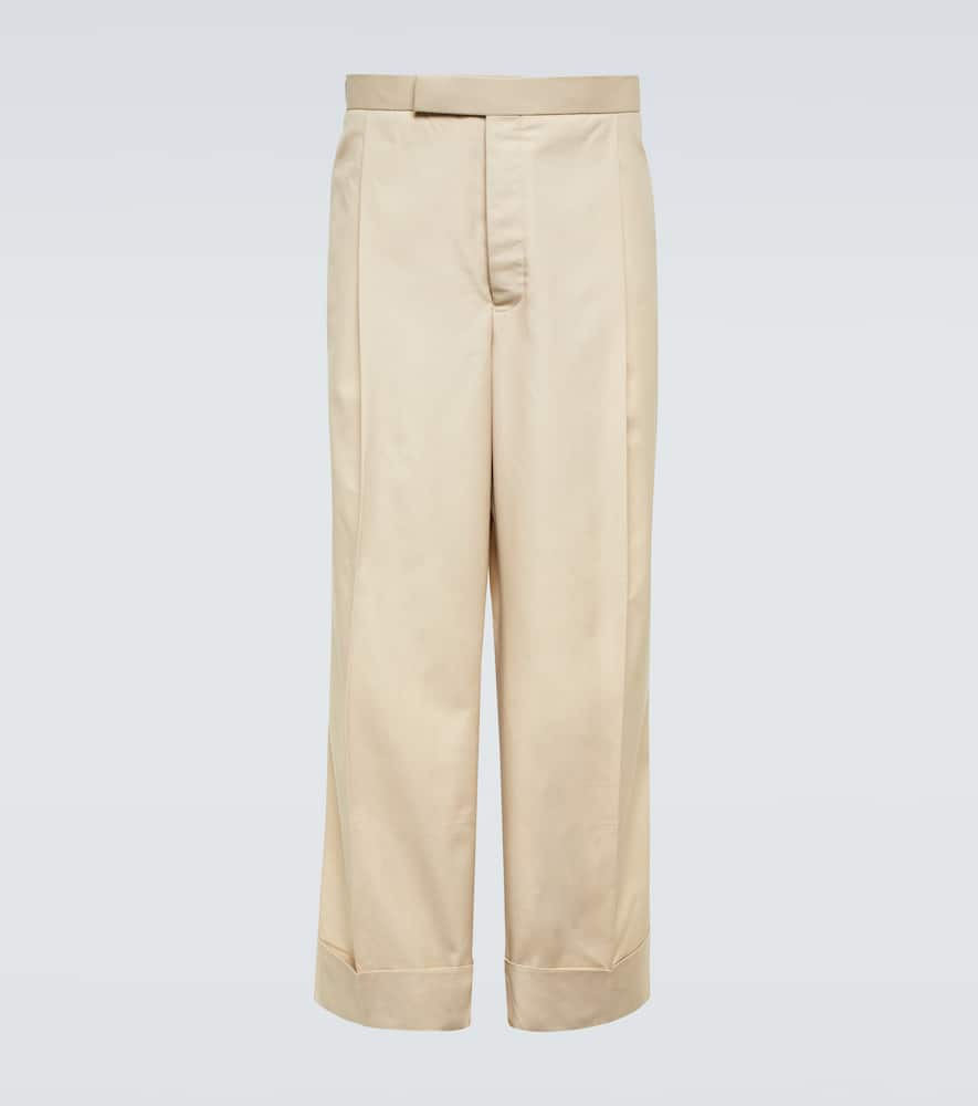 Thom Browne Tricolor Straight Cotton-blend Pants In Khaki