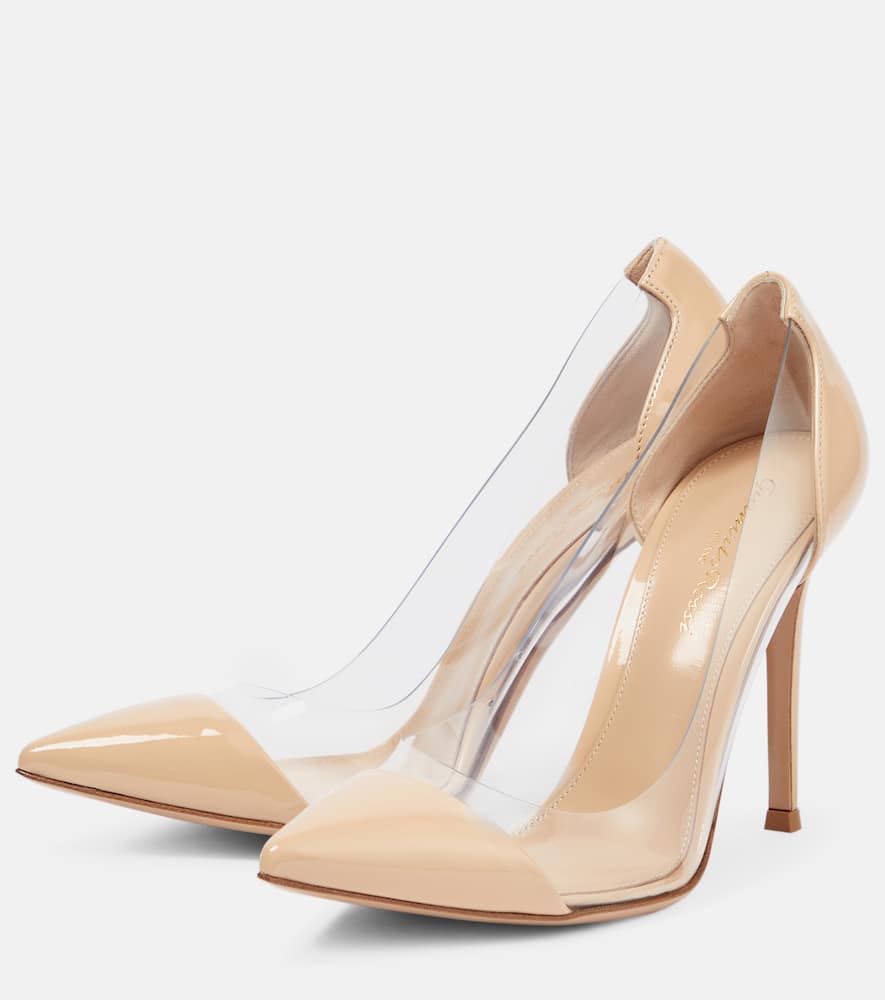 Gianvito Rossi Plexi 105 Leather And Pvc Pumps In Nude+trasp
