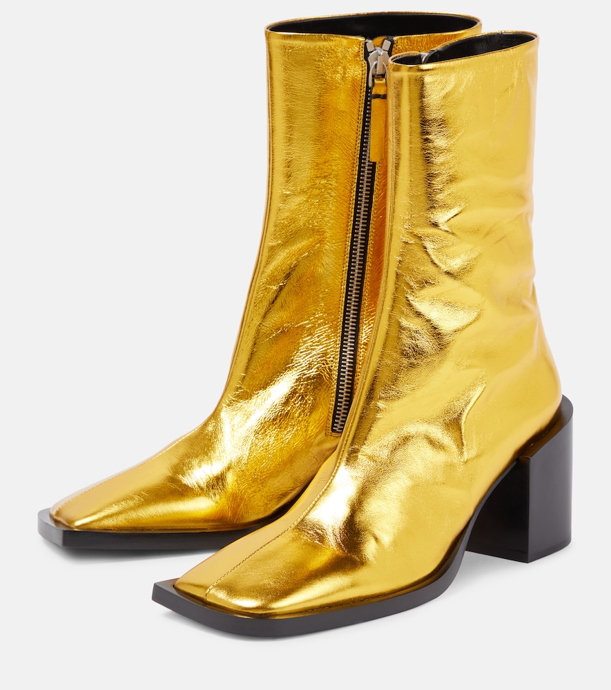 Metallic Leather Ankle Boots