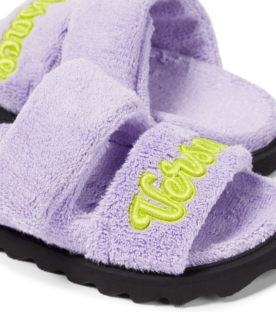 Versace Appliqué Toweling Sandals In Purple