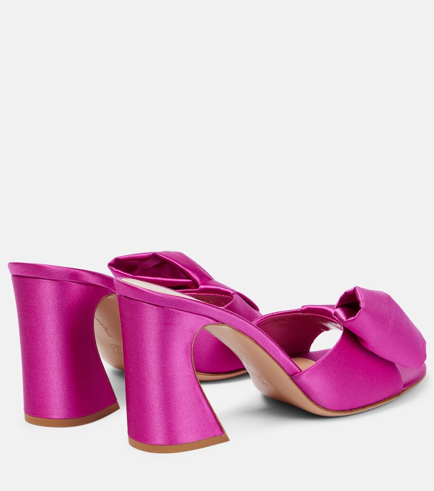 Gianvito Rossi Satin Bow Mule Sandals In Bloom