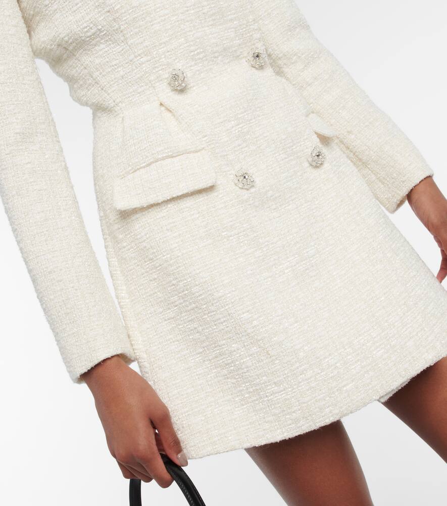 Self-portrait Bouclé Minidress In Cream