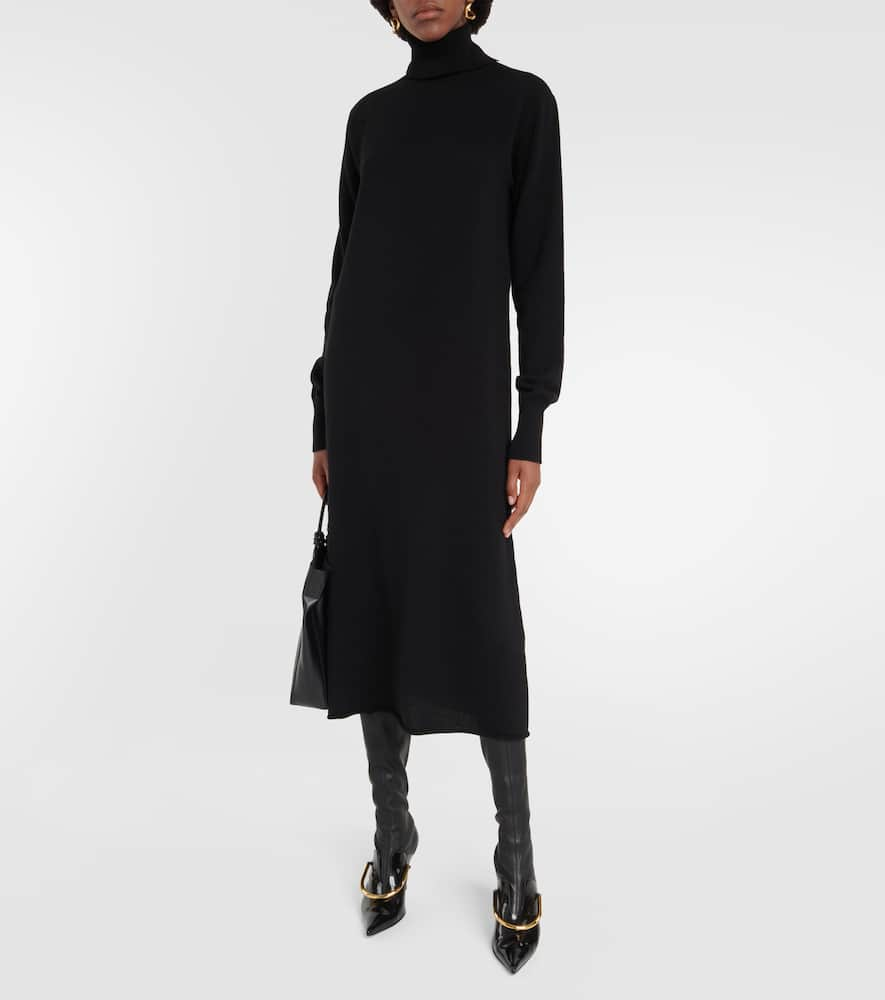 Shop Jil Sander Cashmere Midi Dress In Black