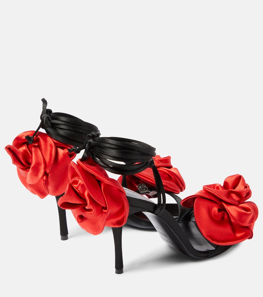  Magda Butrym Magda Butrym Floral-applique Satin Slingback Sandals 