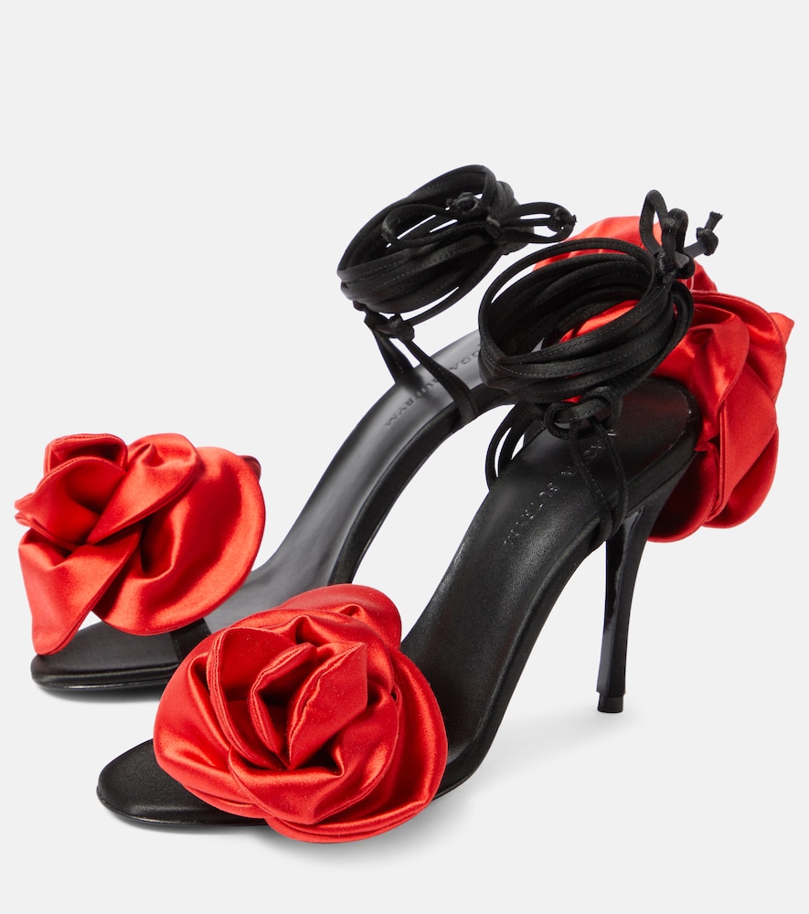  Magda Butrym Magda Butrym Floral-applique Satin Slingback Sandals 