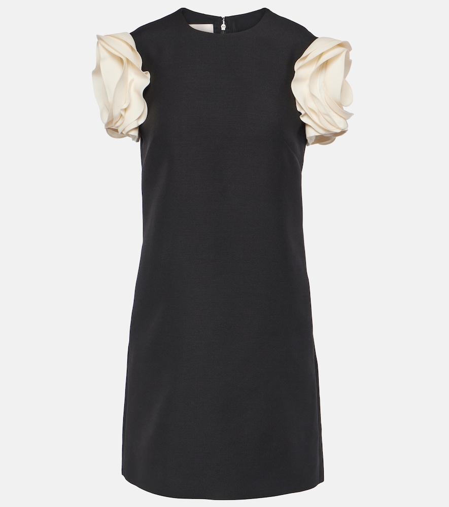 Valentino Women's Black Crepe Couture Floral-Applique Minidress UK Size 8 - Mytheresa