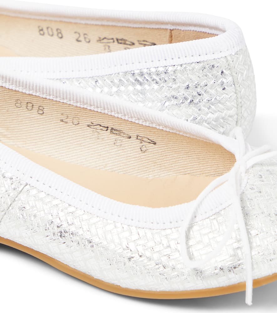 Shop Pom D'api Dory Metallic Leather Ballet Flats In Silver