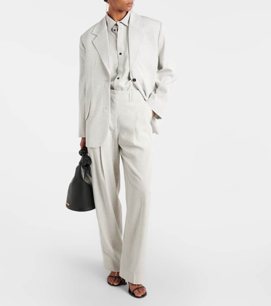 Jacquemus Le Pantalon Titolo High-rise Pants In Light Grey