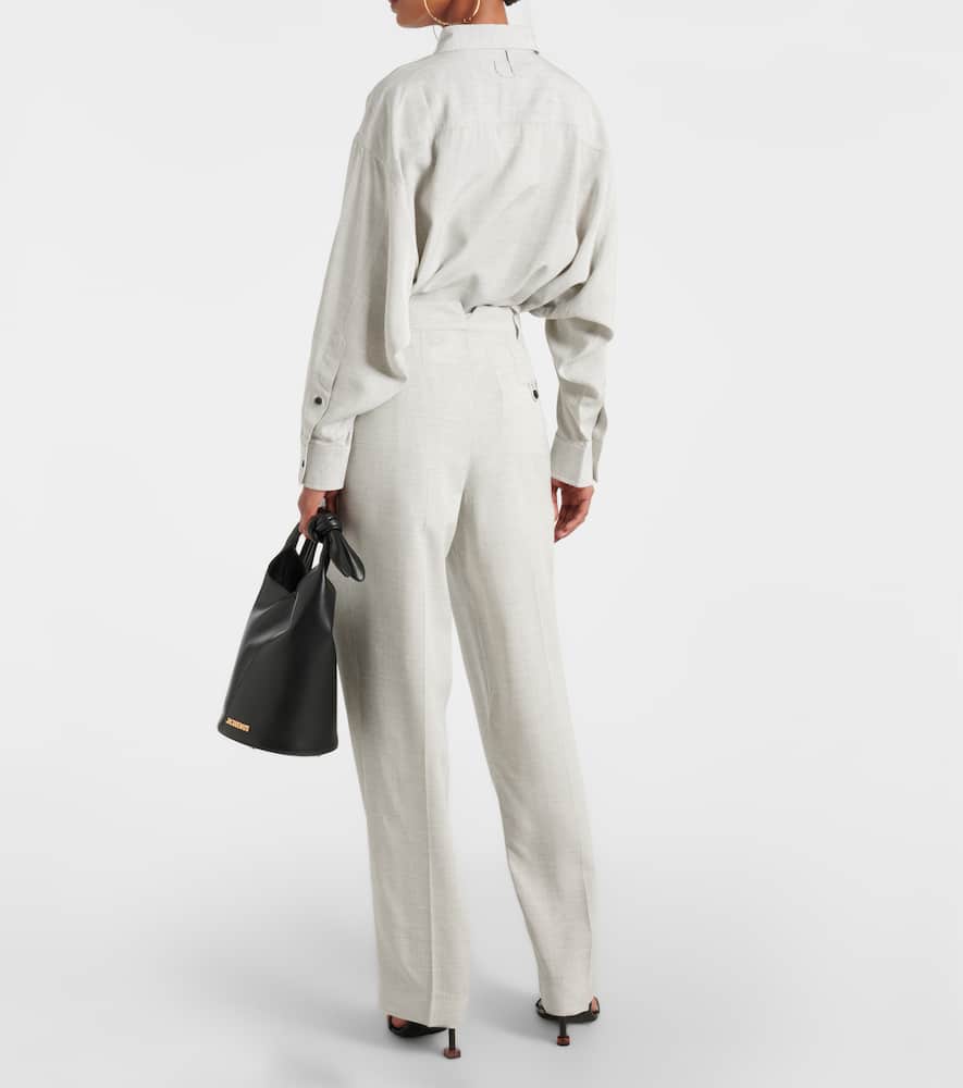 Jacquemus Le Pantalon Titolo High-rise Pants In Light Grey