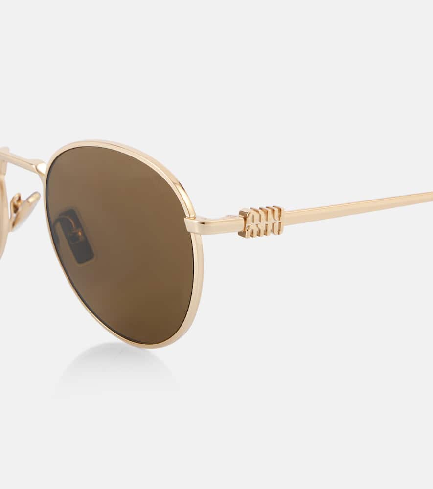 Miu Miu Round Sunglasses In Gold