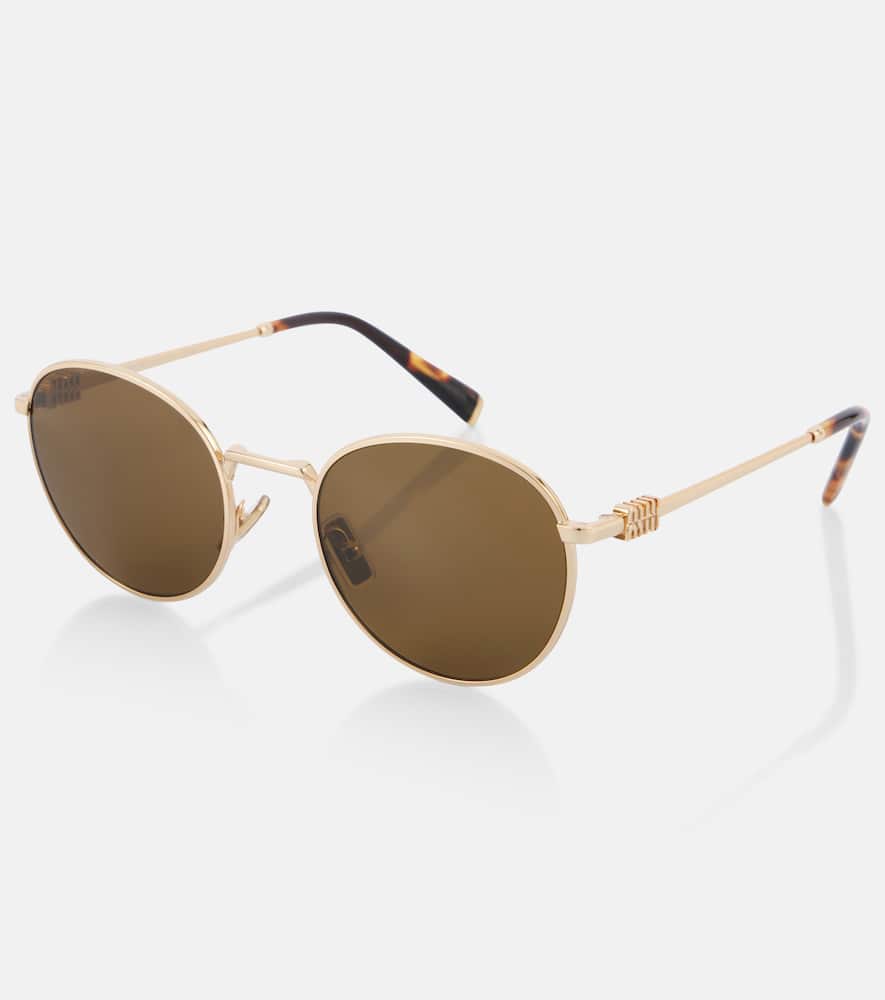 Miu Miu Round Sunglasses In Gold