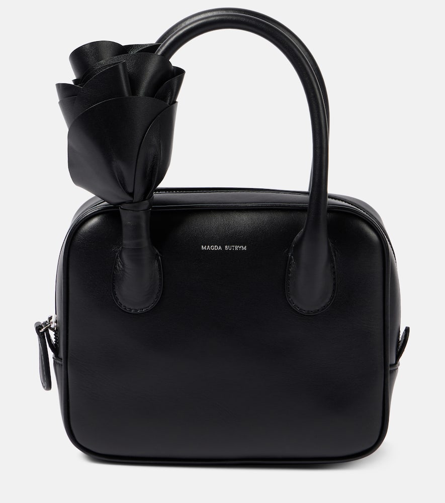 Magda Butrym Brigette Floral-appliqué Leather Tote Bag In Black