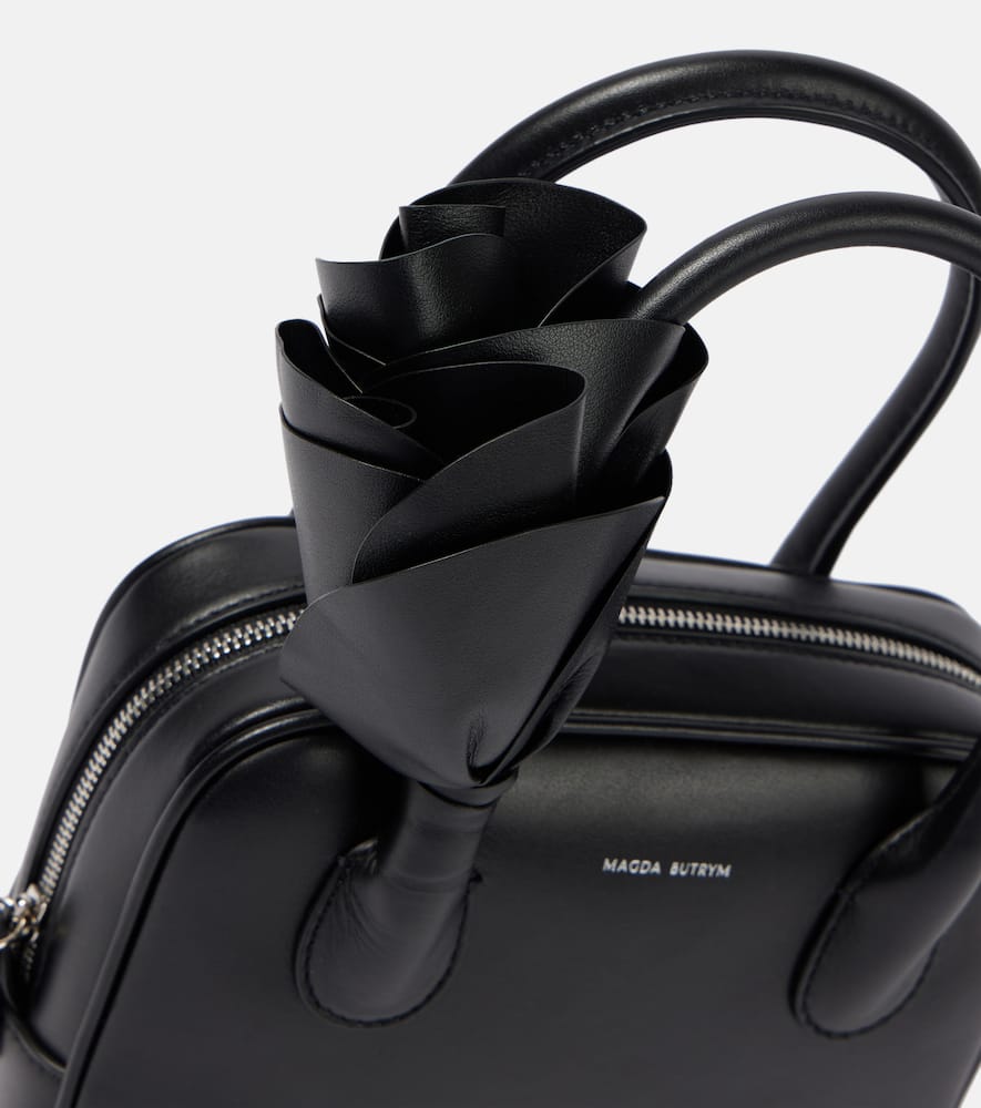 Magda Butrym Brigette Floral-appliqué Leather Tote Bag In Black