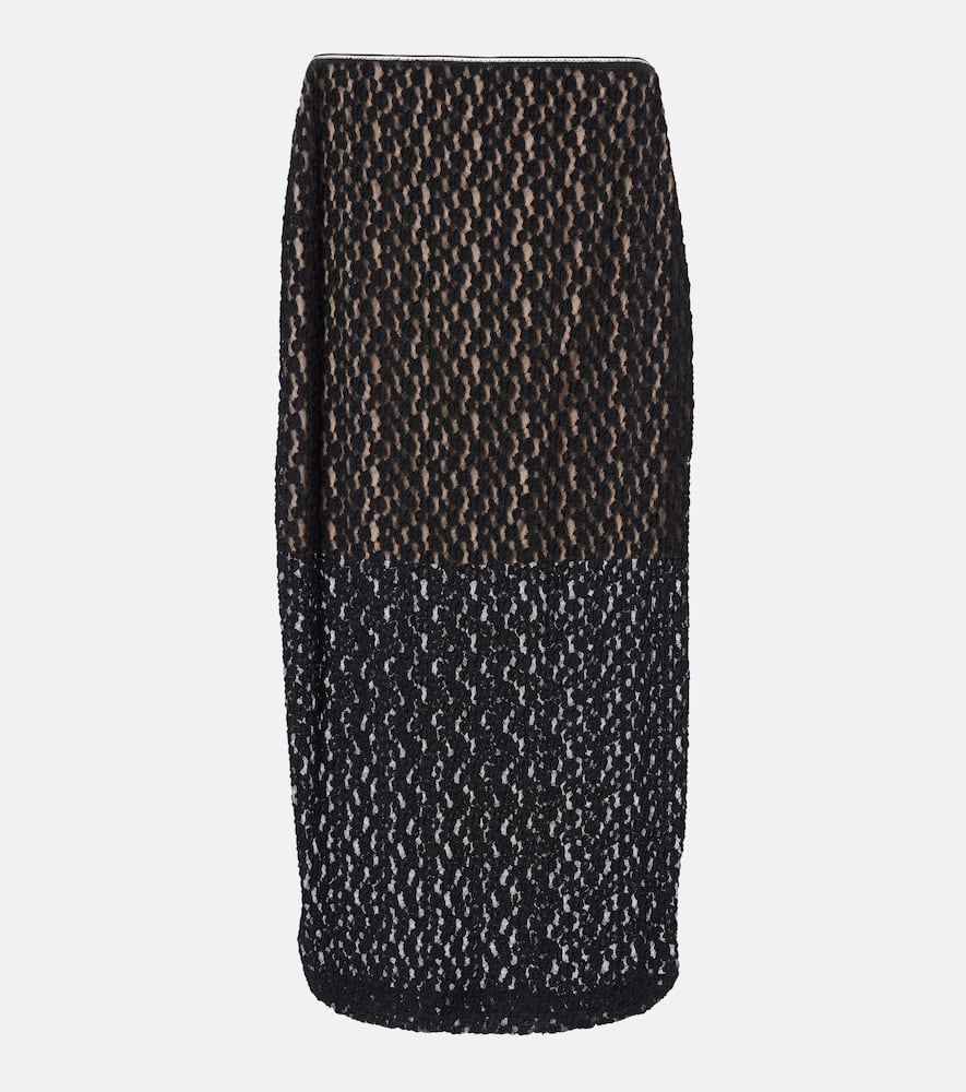 Vince Floral sheer smocked lace midi skirt